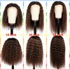 Lovenea Deep Curly 13x4 Lace Front Human Hair Wig 18 Inch FB30 Highlight Lace Front Wigs Pre Plucked Human Hair Wigs with Baby Hair 180% Density Natural Hairline (18 Inch)