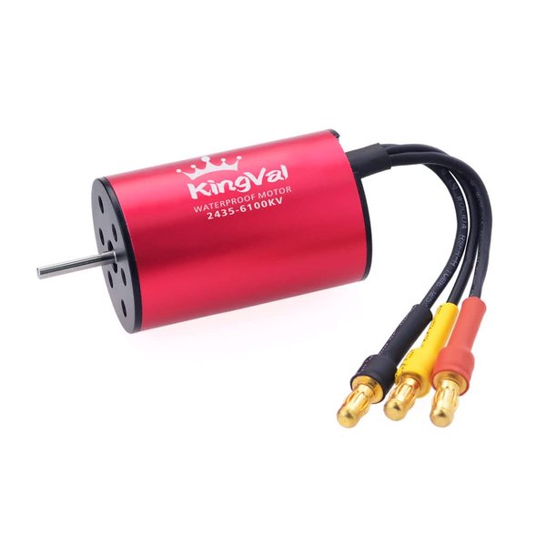 KingVal Replacement 2435 6100KV Waterproof Brushless Motor Shaft 2.0mm Compatible with 1/16 1/18 RC Car