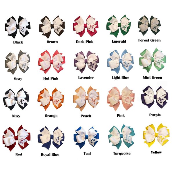 Toddler Monogram Hair Bow (20 Colors)