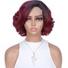 Quantum Love Short Curly Bob Ombre Red Wigs Loose Wave Side Part Wig for Black Women Short Body Wave Bob Synthetic Wig (10 inches)