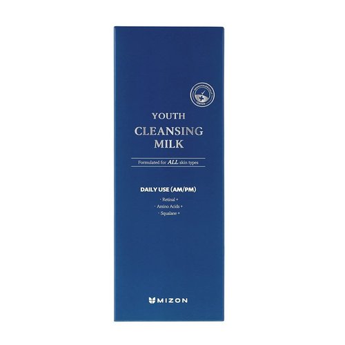 MIZON Youth Cleansing Milk - Gentle Face Cleanser with Retinal, Aminoacids, Squalane, Korean Skincare (200ml/6.76 fl.oz.)