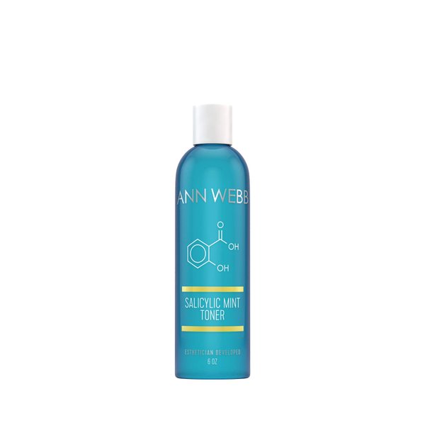 ANN WEBB Salicylic Mint Toner - All Natural Toner Deep Cleans, Exfoliates & Clears Acne - Powerful, but Gentle Toner removes Dead Skin & Minimize Pores - Brightens & Balances for a Healthy Glow. 6oz