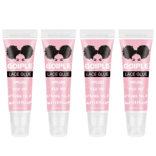 Wig Glue Lace Glue for Lace Front Lace Wigs, 0.5 OZ Waterproof Lace Front Wig Glue for Wigs, Strong Hold Transparent Lace Adhesive for Hair Replacement Invisible Hair Bonding Wig Adhesive (4PCS)
