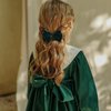 Velvet Hair Bows Dark Green Ribbon Alligator Clip Barrettes Hair Pins 4" Christmas Early Spring Holiday Dress outfit Decor Accessories for Women Toddler Teen Girls Xmas Birthday Gift