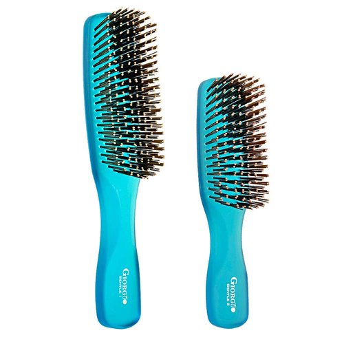 Giorgio GION1-2B Neon Blue Set of 2 Gentle Touch Detangler Hair Brush for Men and Women. Soft Bristles for Sensitive Scalp. Wet and Dry for all Hair Types. Scalp Massager Brush Stimulate Hair Growth