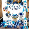 Blue Rocket Balloons, Space Balloons for Space Themed Party Decorations Rocket Mylar Balloon for Rocket Birthday Decorations 3 Pcs