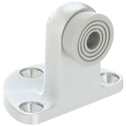Rockwood 481H.26D Brass Door Stop, 12-24 x 1" FH MS Fastener with Lead Anchors, 2-1/2" Base Width x 1-3/4" Base Length, 2-1/4" Height, Satin Chrome Plated Finish