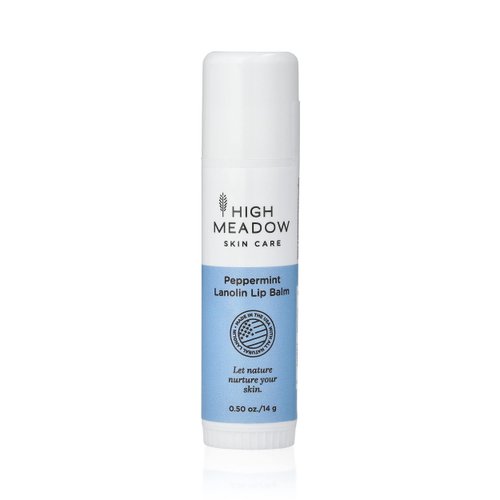 High Meadow Lip Balm Stick – Natural Lip Care With 100% Natural Shea Butter and Omega 3 Rich Lanolin - Hydrates Lips Naturally Keeping Them Moist, Great for Cold Sores and Fever Blisters (Peppermint)