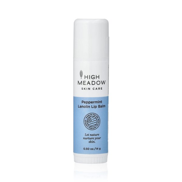 High Meadow Lip Balm Stick – Natural Lip Care With 100% Natural Shea Butter and Omega 3 Rich Lanolin - Hydrates Lips Naturally Keeping Them Moist, Great for Cold Sores and Fever Blisters (Peppermint)