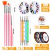 Teenitor Nail Pen Designer, Stamp Nail Art Tool with 15pcs Nail Painting Brushes, Nail Dotting Tool, Nail Foil, Manicure Tape, Color Rhinestones for Nails Pink
