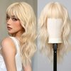 testar Blonde Wigs for White Women 22 Inch Platinum Blonde Wig With Bangs Hair Replacement Wigs Realistic Looking Synthetic Curly Wigs For Daily Party Use