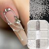 3D Nail Art Steel Pearls Mini Caviar Beads Silver Nail Charm 0.4mm-1.2mm Mini Caviar Metal Steel Beads for Women DIY Nail Art Accessories