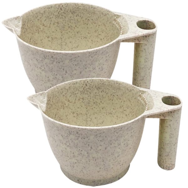 Beaupretty 2pcs Tint Bowl Mixing Bowls Hair Dye Bowls with Handle for Hair Color Mix for Barber Salon Home Beige