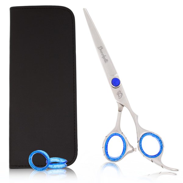 Bucchelli 6.5 Inch Hair Cutting Scissors Professional - Japanese 440A - Salon Scissors for Hair - Convex Blades with Adjustable Tension Knob - Hair Shears Professional (Silver Right 6.5")