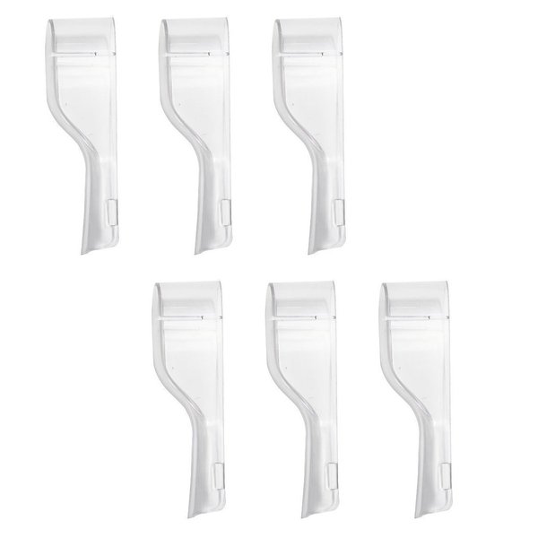 Travel Electric Toothbrush Heads Cover Plastic Protective Cap Case Compatible with Oral-B Long Dual-Heads Replacement Tooth Brush Heads(6 Pack) Clear