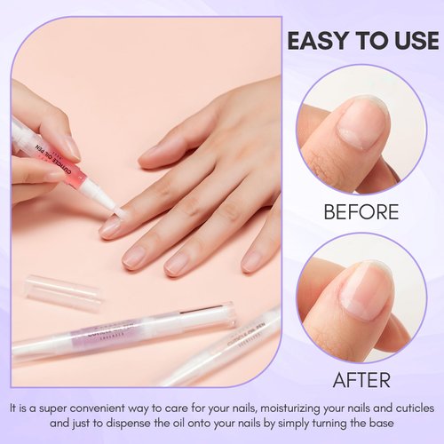 Makartt 3Pcs Cuticle Oil Pen Nail Care Set, Nail Cuticle Revitalizer Oil 5ML Nail Repair Oil Cuticle Softener Nail Moisturizer Cuticle Care Kit for Acrylic Nail Oil For Manicure w/Vitamin E