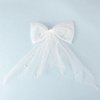 Jeairts Bridal Hair Bow Veil Pearl Wedding Hair Piece White Tulle Bow with Clip Bachelorette Party Hair Accessories for Women and Girls