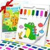 Shuttle Art Paint with Water Coloring Book for Kids, 25 Animals Themed Pages with 2 Brushes, Mess-Free Watercolor Paint Set, Travel-Friendly Art Craft Gift for Toddlers, Birthday Christmas Gift