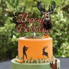 Deer Happy Birthday Cake Topper Brown Glitter Oh Deer Safari Jungle Animal Cake Decorations Wild Animal Theme Birthday Party Supplies for Boys Girls Kids