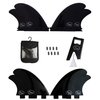 Ho Stevie! FRP Quad (4) Surfboard Fins - Stronger Than Regular Nylon Fins - includes Fin Bag, Screws, Wax Comb and Fin Key (Black, Single Tab)