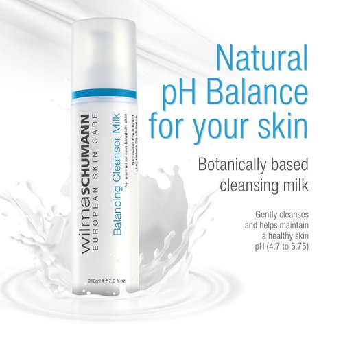 WILMA SCHUMANN Balancing Gentle Face Cleanser Milk - Daily Hydrating Facial Cleanser for Normal and Combination Skin - Milk Face Wash, 7OZ/210ML - Luxury Skin Care