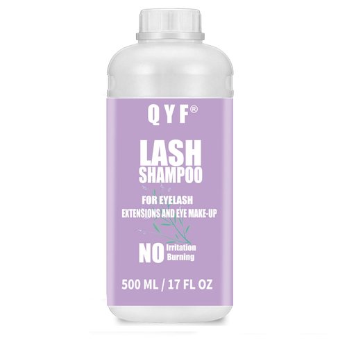 QYF Eyelash Extension Shampoo 500ml Lash Extensions Shampoo Eyelid Foaming Cleanser Paraben & Sulfate Free Non-Irritating for Professional Salon and Home Use (Lavender)