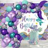 Purple and Blue Balloon Garland Kit, Fish Tail Arch Party Supplies with Purple Green Confetti Balloons for Girls Birthday Party Decorations