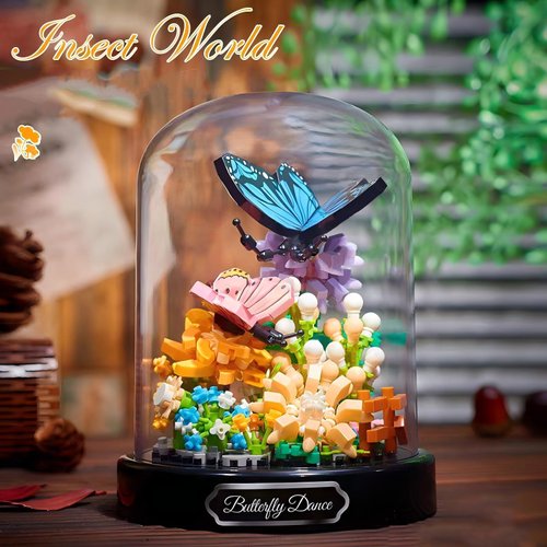 GaoDeBuChou Flower Bouquet and Insect Building Sets,530PCS Flowers Botanical Mini Bricks Building Blocks kit for Adults(Butterfly)