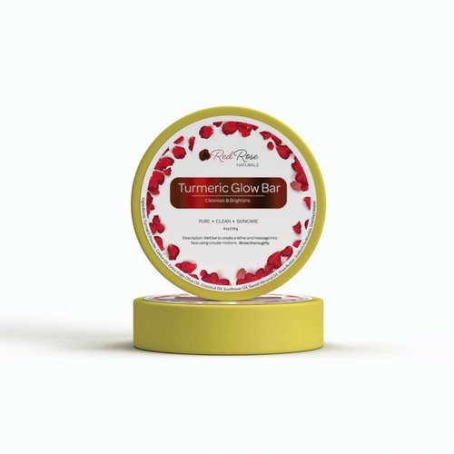 Red Rose Naturals Turmeric Soap For Dark Spots, Psoriasis, Eczema, Face And Body glow bar, All Natural, Cleansing Acne Face Soap, Sensitive Skin Friendly, Vegan 4 oz.