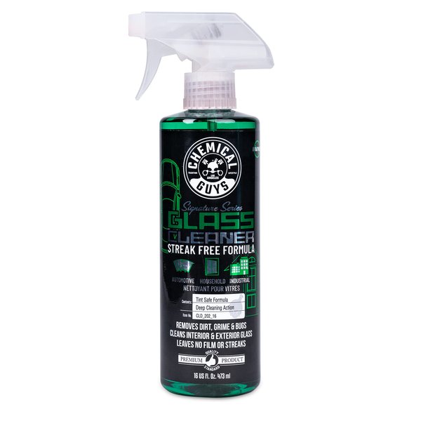 Chemical Guys CLD_202_16 Signature Series Glass Cleaner (Works on Glass, Windows, Mirrors, Navigation Screens & More; Car, Truck, SUV and Home Use), Ammonia Free & Safe on Tinted Windows, 16 fl oz