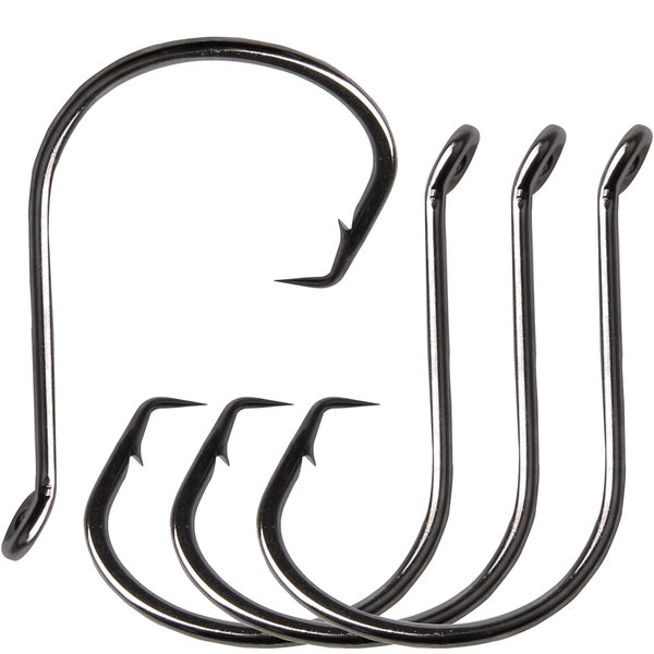 Fishing Hooks Circle Hooks Saltwater Catfish Hooks 2X Strong Offset Hooks Sharp Black Circle Hooks for Catfish Bass Freshwater Saltwater Fishing 120pcs/200pcs