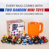 TOYAMBA Build-on Brick Mug BPA-Free Funny Coffee Mug with 3 Packs of Building Bricks, Funny Cups for Kids - Creative Building Block Mug DIY Idea 16OZ (Orange)