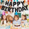16 Inch Happy Birthday Banner Balloon, Black Happy Birthday Letters Foil Balloons with Ribbon, Self Inflating Happy Birthday Letter Balloon Bunting for Men Women Birthday Party Decorations Supplies