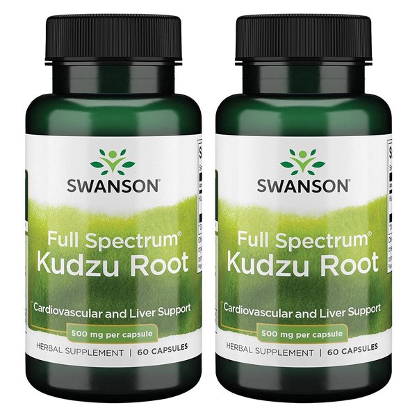 Swanson Full Spectrum Kudzu Root - Herbal Supplement Supporting Heart Health & Liver Health - May Support Healthy Blood Pressure & Cholesterol Levels - (60 Capsules, 500mg Each) 2 Pack