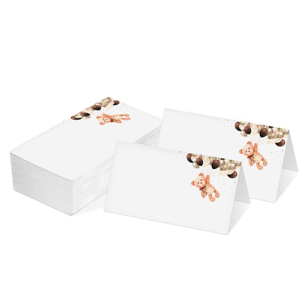 Bear Place Cards Tent Style Cards – 25 Cards per Pack – shower Bear Party Supplies Decorations(TAIKA-012)