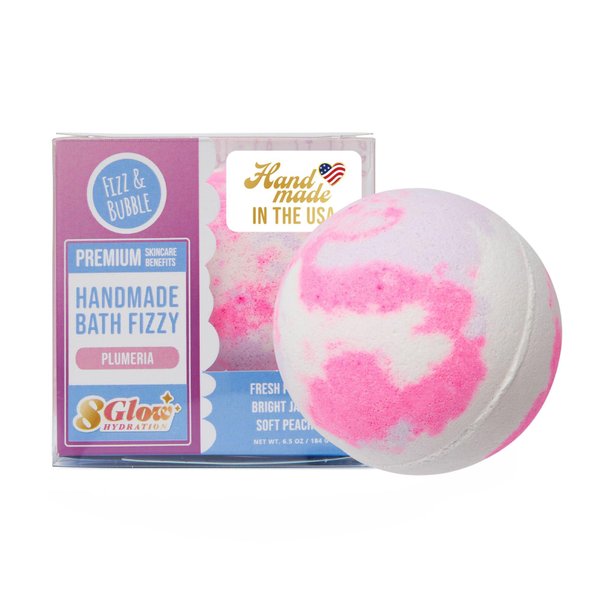 Fizz & Bubble Premium Moisturizing Artisan Bath Bomb Fizzies for Adults, Women, Kids, and Gifts - Plumeria