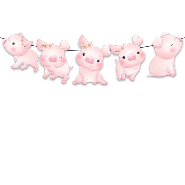 Pig Farm Animals Birthday Banner Barnyard Pigs Animals Party Supplies Baby Shower | Birthday Decorations for Farm Animals