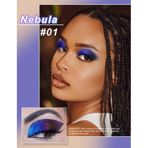 HANLADY Chameleon Eyeshadow Liquid Glitter Eye Makeup, Glitter Eyeshadow Purple Intense Color Shifting Long Lasting with No Creasing, Quicky Dry & High Pigmented Shimmer Eye Shadow, Nebula