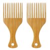 2Pcs Hair Pick Comb for Curly Hair Bamboo Hair Pick Beard Pick Comb Afro Hair Picks No Frizz Wide Tooth Comb Hair Picks for Men Lift Detangle Hair Comb
