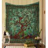 THE ART BOX Tapestry Green Tree of Life Hanging Psychedelic Tapestries Indian Cotton Twin Bedspread Picnic Sheet Blanket Wall Art Hippie Bedroom Décor (82x54 Inch)