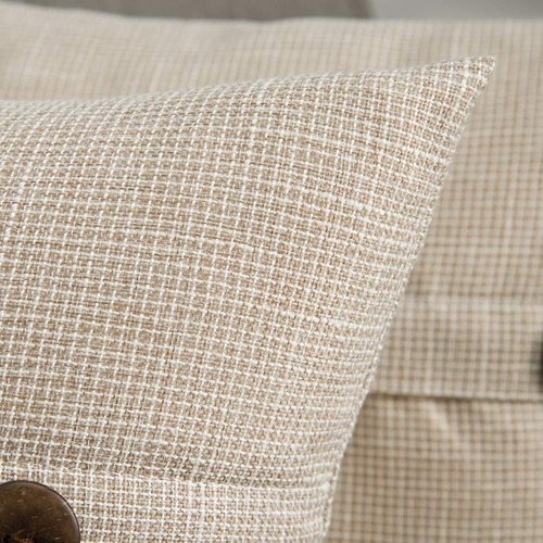 MIULEE Set of 2 Decorative Linen Throw Pillow Covers Cushion Case Triple Button Vintage Farmhouse Pillowcase for Couch Sofa Bed 12 x 20 Inch 30 x 50 cm Beige