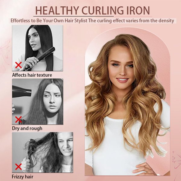 Heatless Curls Set, 2024 New Overnight No Heat Curling Rod Headband for Women, 7Pcs Satin Headband Heatless Hair Curler with Clips, Professional Soft Curls Styling Tools, Blue-Pink