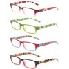 Kerecsen 4 Pack Reading Glasses for Women Men Spring Hinge Ladies Readers (1.25, 4 Pack Mix Color)
