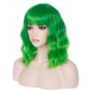 incohair 14 Inches Green Ombre Wig with Bangs Women Girls Short Curly Wavy Bob Wig Shoulder Synthetic Halloween Party Wigs Wig Cap Included (Ombre Green)…