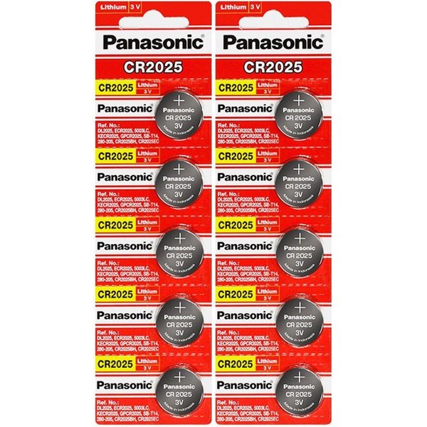 Panasonic CR2025-10 CR2025 3V Lithium Coin Battery (Pack of 10)
