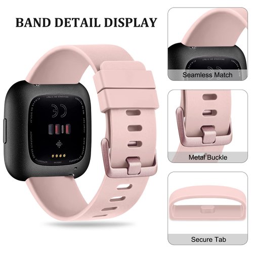 Meliya Bands Compatible With Fitbit Versa/Versa 2 / Versa Lite/Versa SE Classic Soft Silicone Sport Strap for Women Men (Small, Pink)