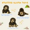 YOHAKI Sloth Plush Animal, 11.02" Cute Stuffed Sloth with 3 Baby Sloths, Easter Stuffed Sloth Animal, Washable Plush Toys, Cute Three Toed Sloth Birthday Gifts for Kids Boys and Girls, Brown