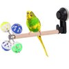 Window Glass Bird Perch Toy with Suction Cup, Small Bird Stand Perch Toy with Rotating Balls Spinning Bird Toys for Paraket Budgies Parrot Conure Cockatiel