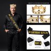 24PCS Black Gold Birthday Decorations Gifts for Men Husband Father Black Gold Happy Birthday Banner Balloons Star Foil Balloons Crown, Birthday King Cake Topper and Sash for Birthday Party Supplies