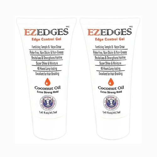 EZEDGES EDGE CONTROL GEL Extra Strong Hold (Coconut Oil), 1.41 oz. (Pack of 2)